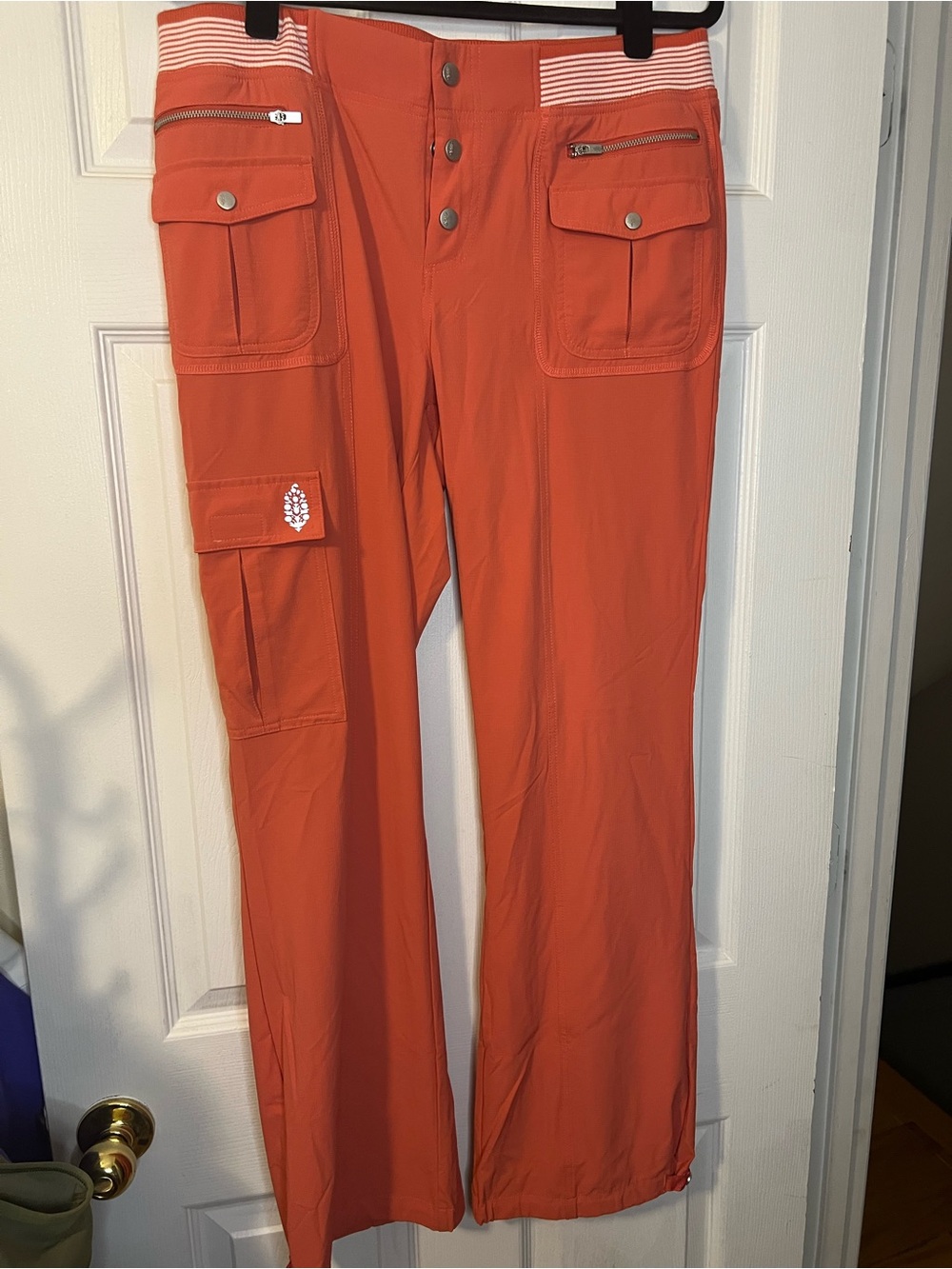 #390 Free People Movement Utility Cargo Track Pant Coral Orange Snap Front Sz L